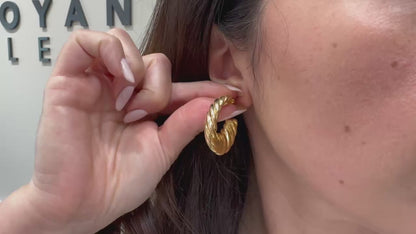 Marcello Pane Twisted Sterling Silver Earring with 18K Yellow Gold Overlay
