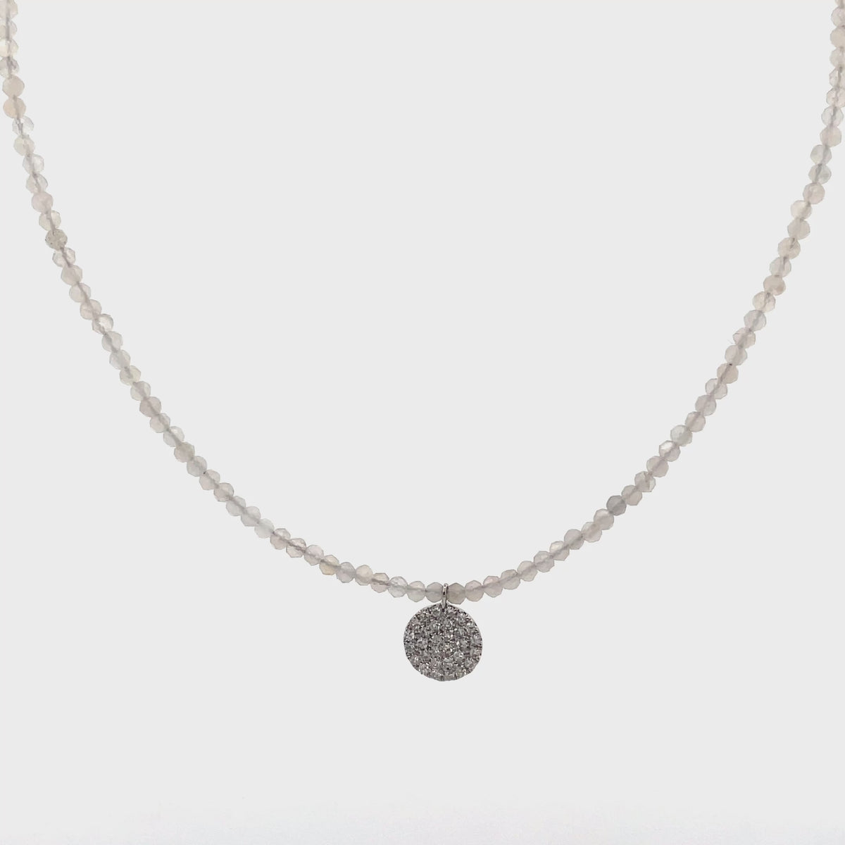 Meira T N16934/W 9K White Gold Labradorite & Diamond Adjustable Necklace