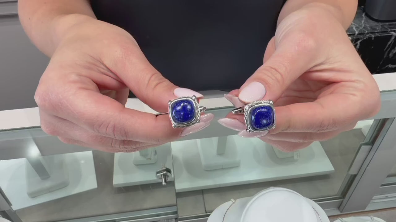 वीडियो लोड करें: Alor Men&#39;s Stainless Steel Cufflinks with Lapis