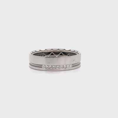 Tacori 108-6WD Men's Crescent Ring in 18K White Gold