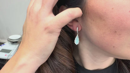 Simon G. LE4030 18K White Gold Diamond and Paraiba Tourmaline Drop Earrings