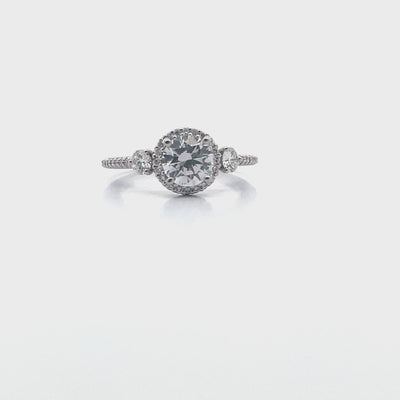 Ritani 1RZ3701CR 14K White Gold Bella Vita Three Stone Diamond Ring Setting for 6.5 Millimeter Round Stone