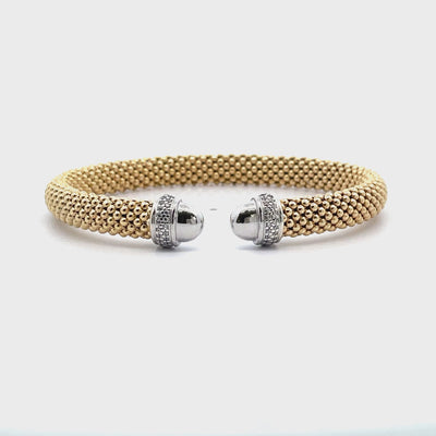 Marcello Pane BRFO 080 Sterling Silver Cuff Bangle Bracelet with Gold Overlay