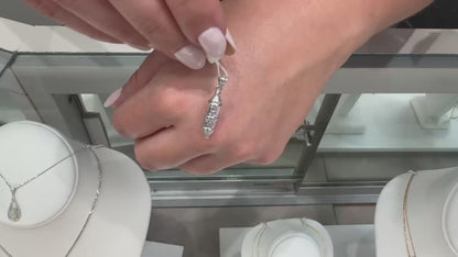 14K White Gold 3D Mezuzah Charm