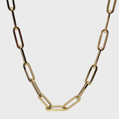 14K Yellow Gold Hollow Paperclip Chain