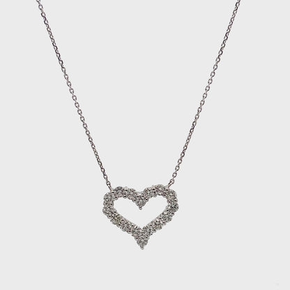 18K White Gold 0.73 carat Diamond Heart Necklace
