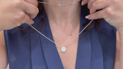 Allison Kaufman 14K White Gold Circular Pendant Necklace with Diamonds 1.00 Carat