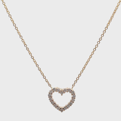 14K Yellow Gold 0.33 Carat Diamond Heart Pendant Necklace