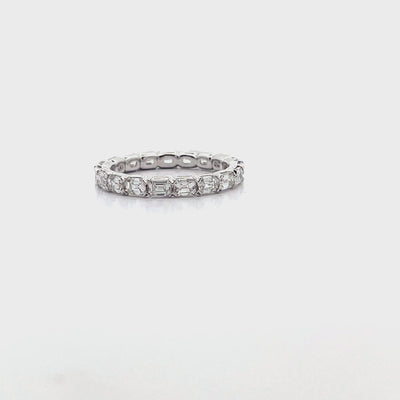 Eternity Band with 1.98 Carat Emerald cut Diamonds in 18K White Gold