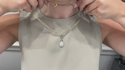 Allison Kaufman 14K Two Tone Paperclip Necklace with Diamond Pendant