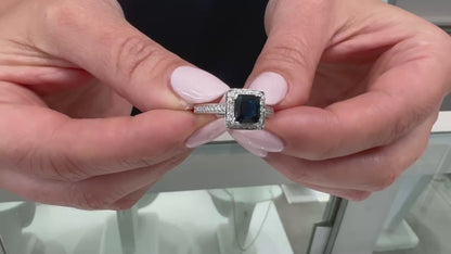 Scott Kay 14K White Gold 'Contemporary' Engagement Ring with Center Sapphire