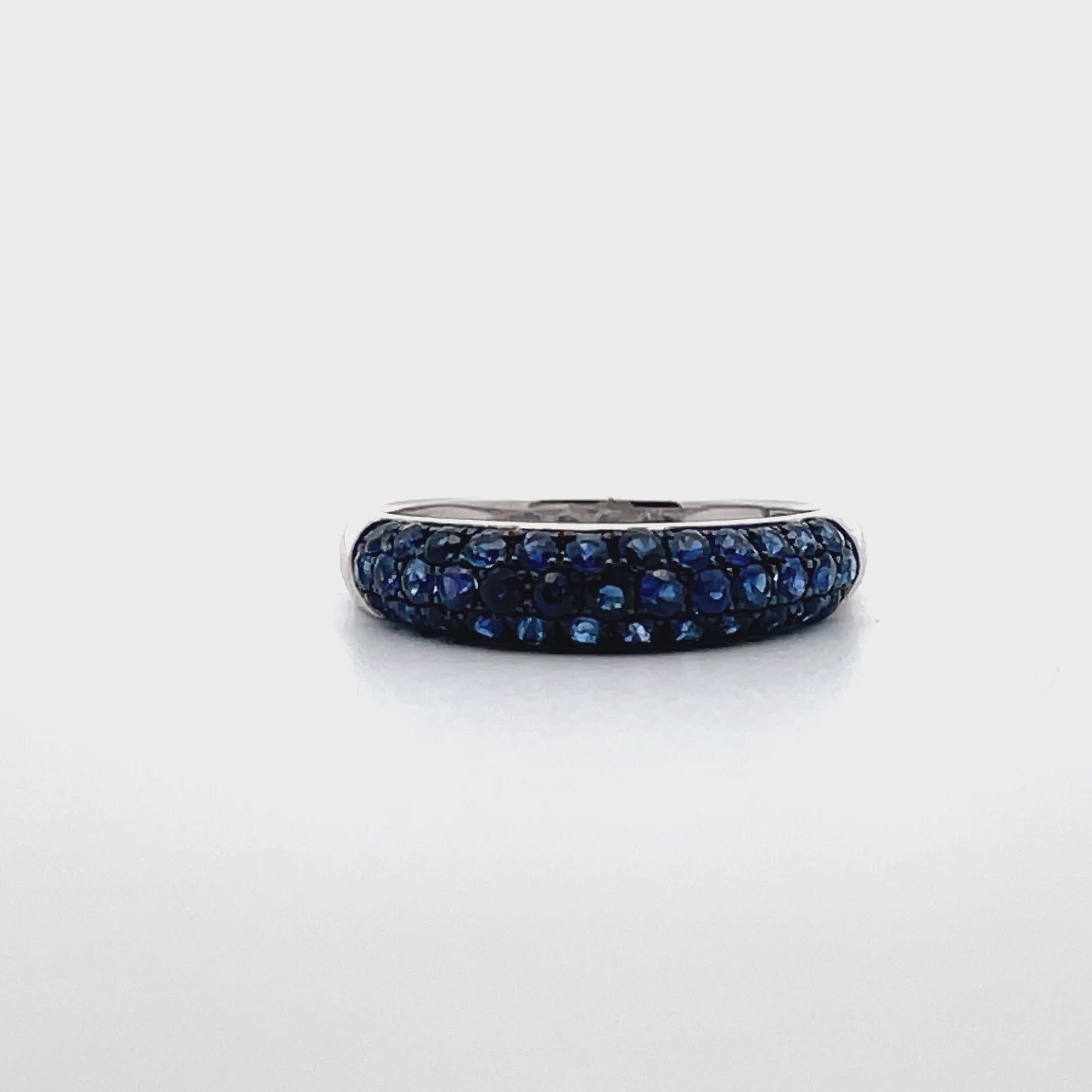 18K White Gold Pave Set Sapphire Ring