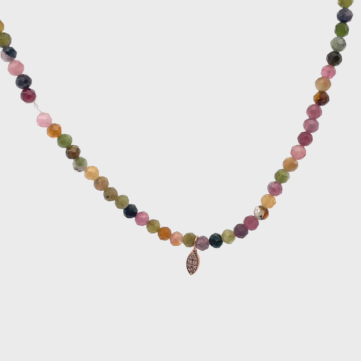 Meira T N16922/PT 9K Rose Gold Multicolor Tourmaline Adjustable Necklace