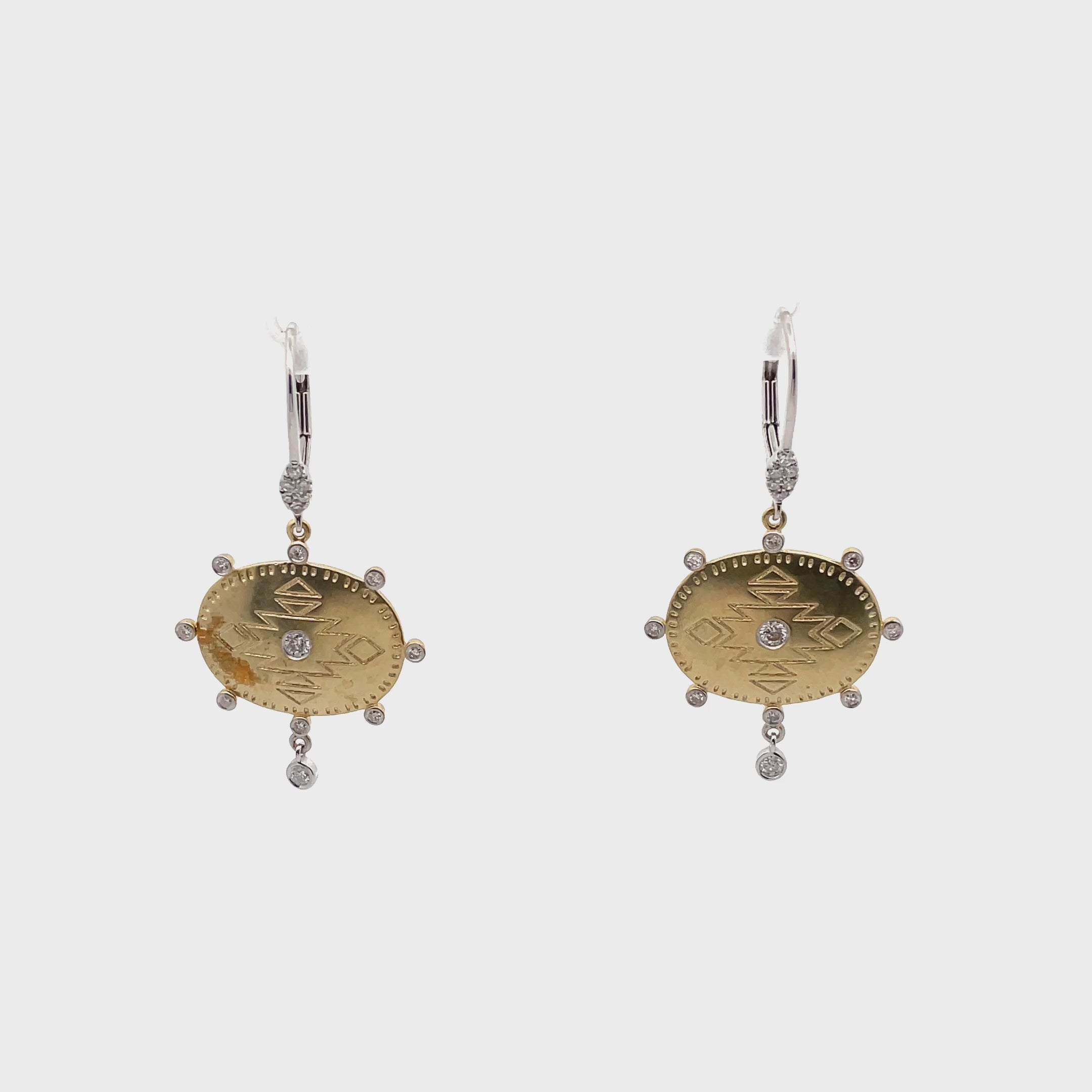 Meira T E10425/TY 14K Two Tone Gold Tribal Diamond Earrings