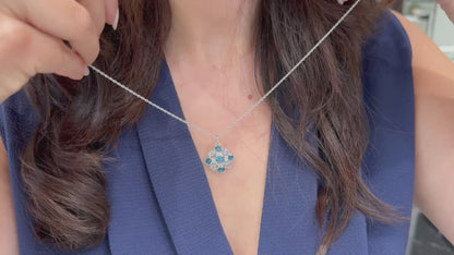 Allison Kaufman 14K White Gold Blue Topaz & Diamond Necklace