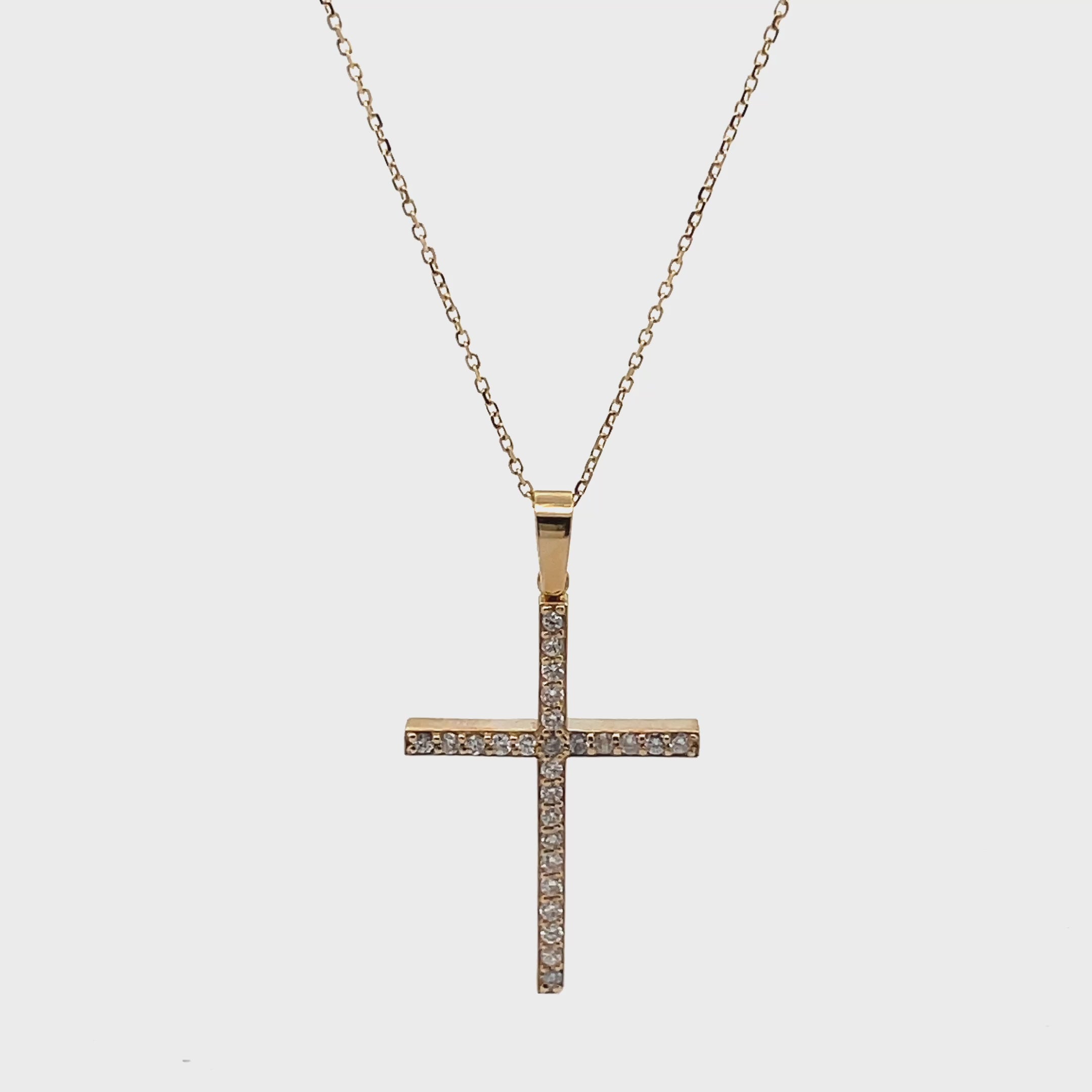 14K Yellow Gold Diamond Cross