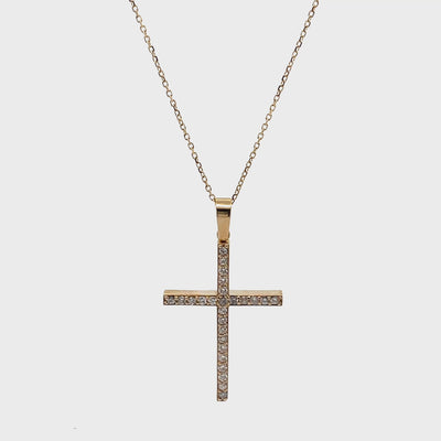 14K Yellow Gold Diamond Cross