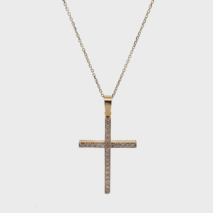 14K Yellow Gold Diamond Cross