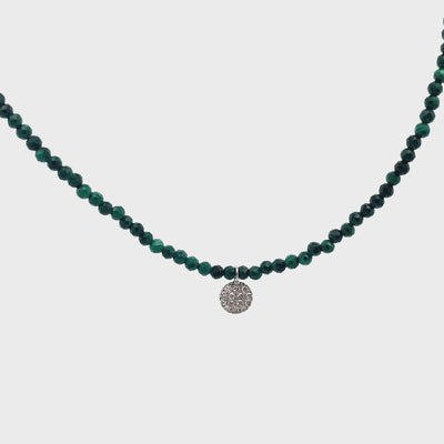 Meira T N11324/YT 9K White Gold Turquoise & Diamond Adjustable Necklace