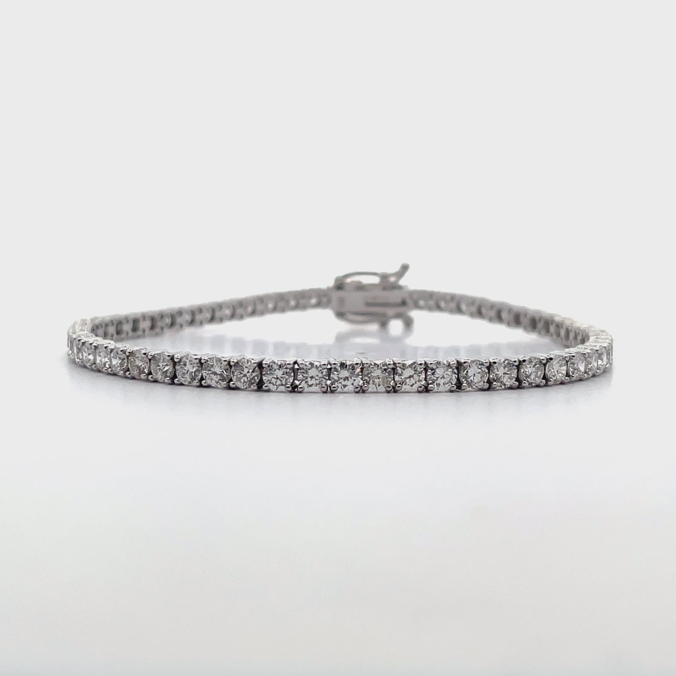 14K White Gold Tennis Bracelet with 58 Lab Grown Round Diamonds 5.25 Carats