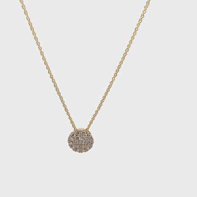 Allison Kaufman 14K Yellow Gold Diamond Circle Pendant Necklace 1.00 Carats