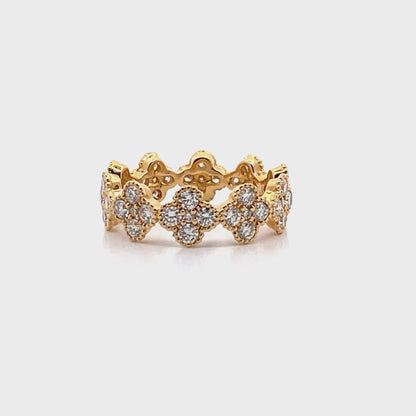18K Yellow Gold 1.67 carat Diamond Quatrefoil Ring