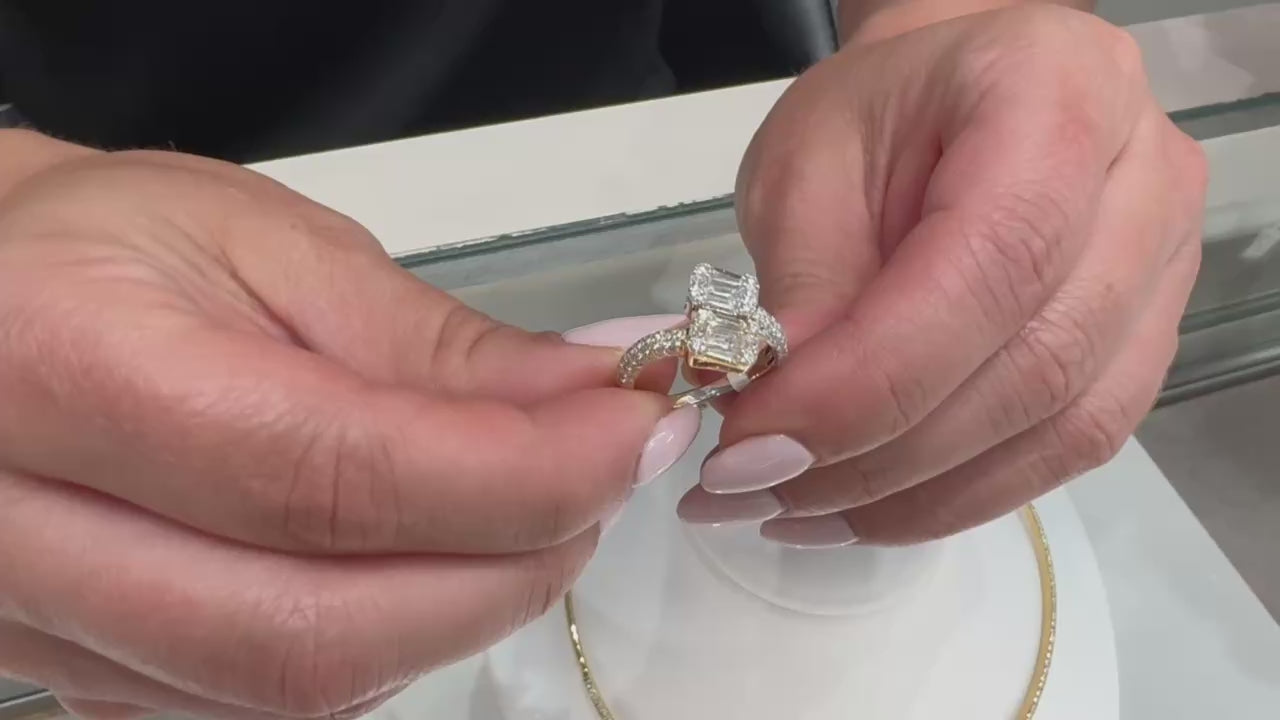 18K Yellow & White Gold Diamond Bypass Ring