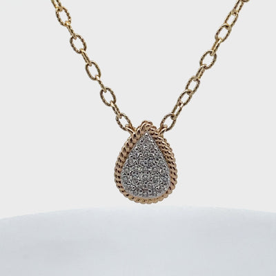 Allison Kaufman 14K Yellow Gold Pear Shaped Diamond Pendant Necklace