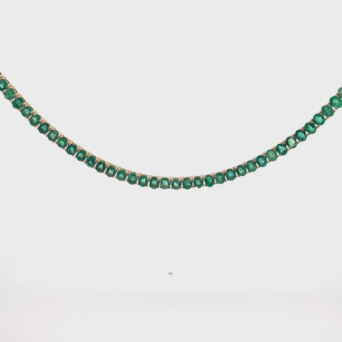 14K Yellow Gold 22.35 Carat Oval Emerald Tennis Necklace