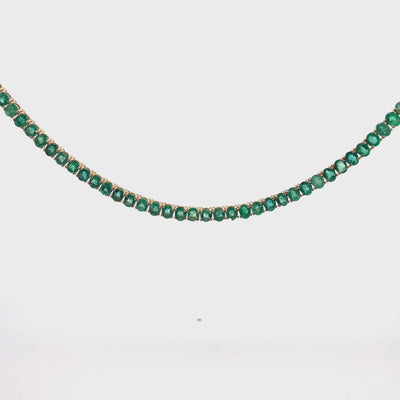 14K Yellow Gold 22.35 Carat Oval Emerald Tennis Necklace