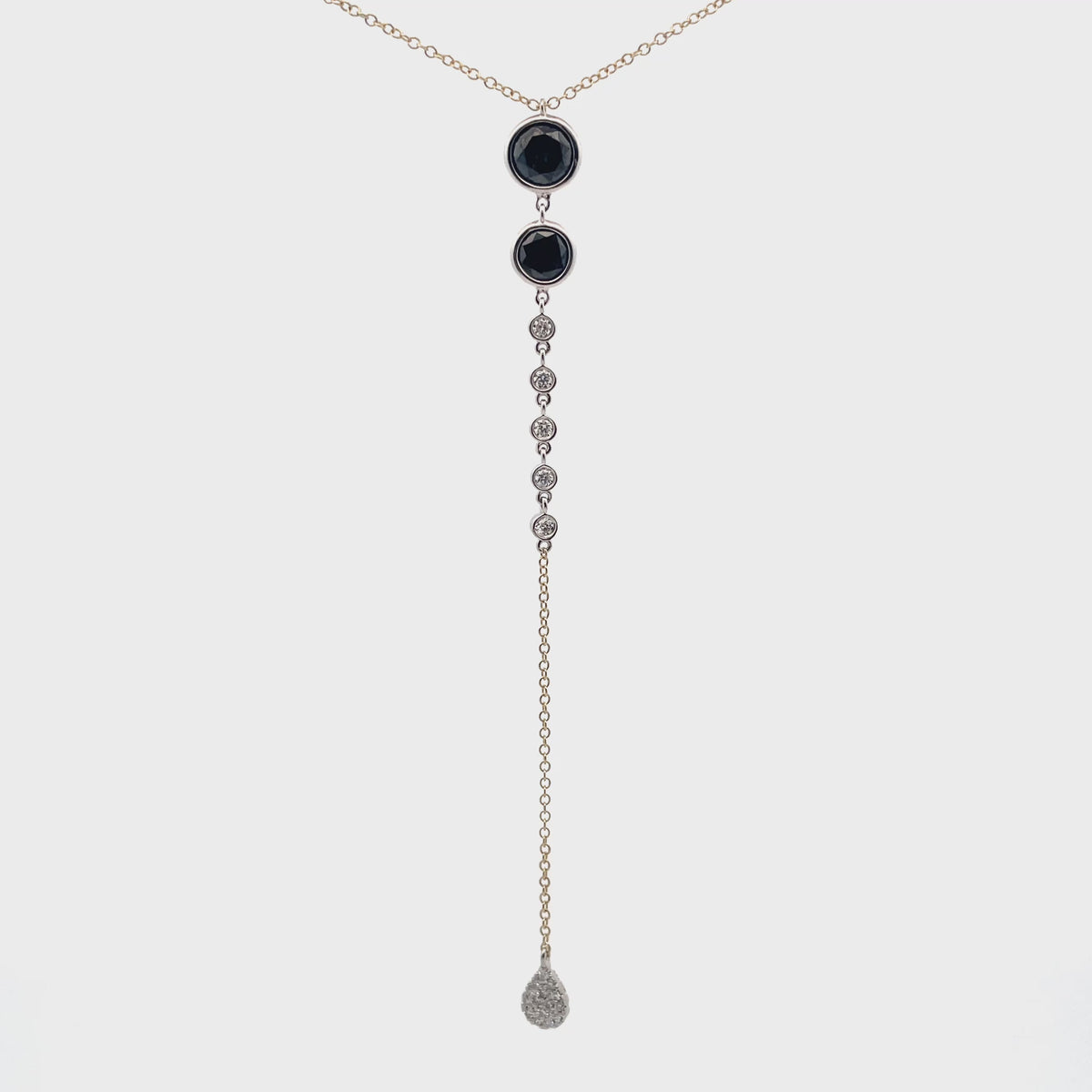 Meira T N16775/YB 14K Yellow Gold Long Necklace with Black & White Diamonds