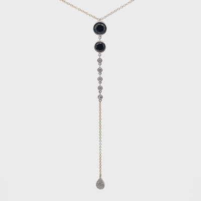 Meira T N16775/YB 14K Yellow Gold Long Necklace with Black & White Diamonds