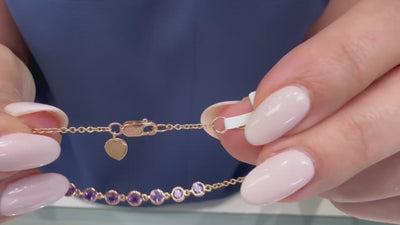 Meira T 1B7478/PA 14K Rose Gold Amethyst Bracelet