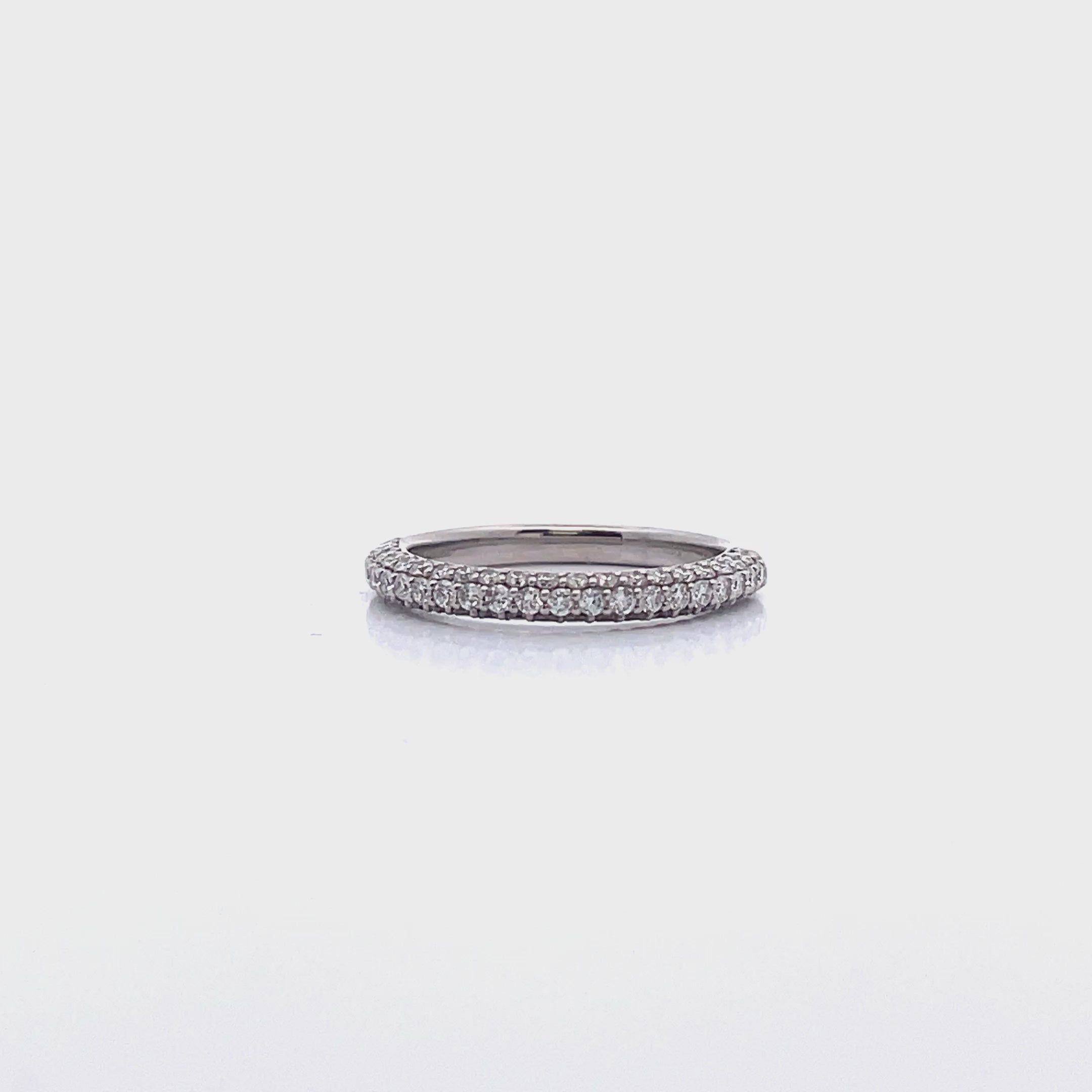 Load video: Ritani 21340CR "Masterwork" Collection 14K White Gold Pave Set Diamond Wedding Band 0.83 Carats