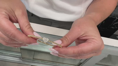 14K Yellow Gold Diamond Heart Bangle Bracelet