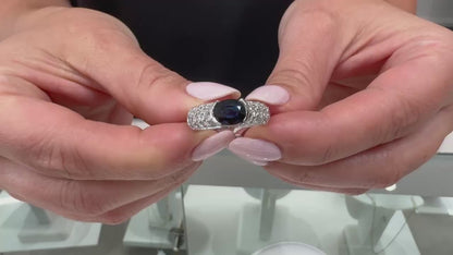 Sapphire Ring with 0.98 Carats of Diamonds