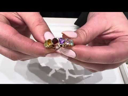 14K Yellow Gold Heart Shape Rainbow Eternity Ring
