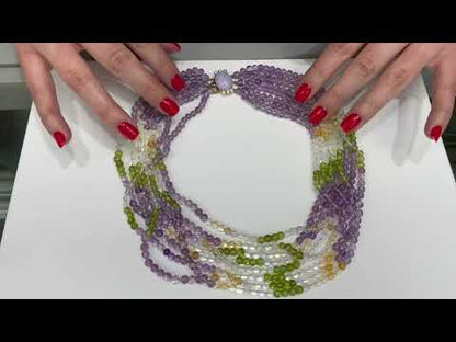 Pre-owned Multi Strand Colorful Necklace with Lavender Jade Clasp