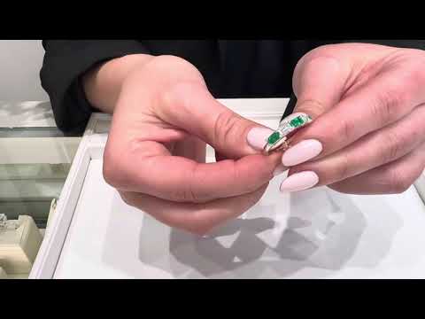 14K White Gold Emerald and Diamond Ring