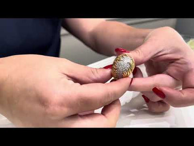 Pre-owned 18K Yellow Gold and Platinum Diamond Dome Ring