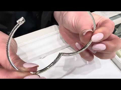 14K White Gold Diamond Bypass Bangle Bracelet