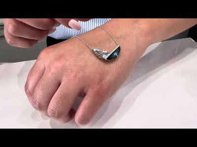 Allison Kaufman 14K White Gold Blue Topaz Asymmetric Necklace