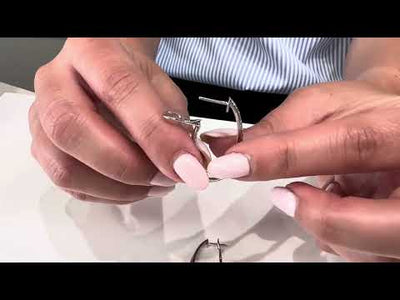 14K White Gold Double Hoop Diamond Drop Earrings