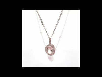 14K Rose Gold Morganite & Diamond Pendant Necklace