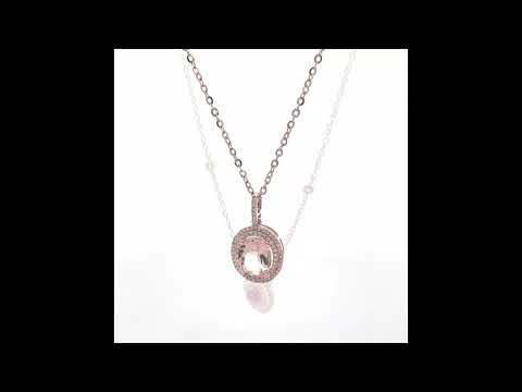 14K Rose Gold Morganite & Diamond Pendant Necklace