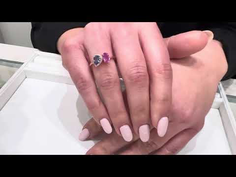Meira T. 14K Rose Gold Asymmetric Ring with Pink & Blue Sapphires