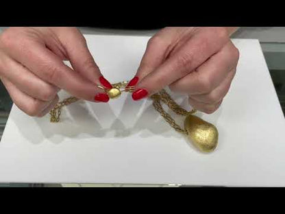 Pre-owned Vintage 18K Yellow Gold Bean Necklace with Triple Paperclip Chain