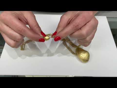 Pre-owned Vintage 18K Yellow Gold Bean Necklace with Triple Paperclip Chain