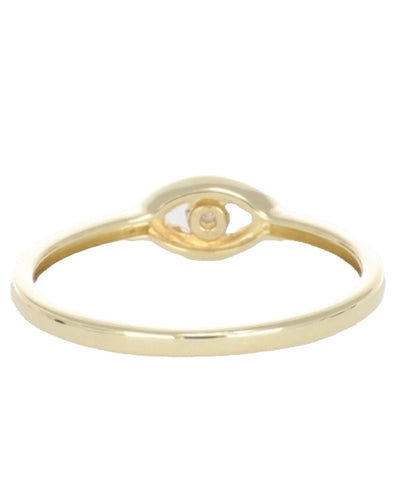 14K Yellow Gold Evil Eye Diamond Ring