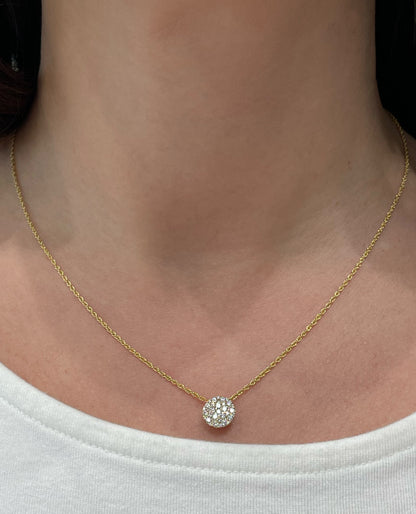 Allison Kaufman 14K Yellow Gold Diamond Circle Pendant Necklace 0.50 Carats